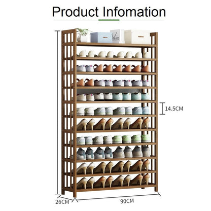 10 Tier Tower Bamboo Wooden Shoe Rack Corner Shelf Stand Storage Organizer