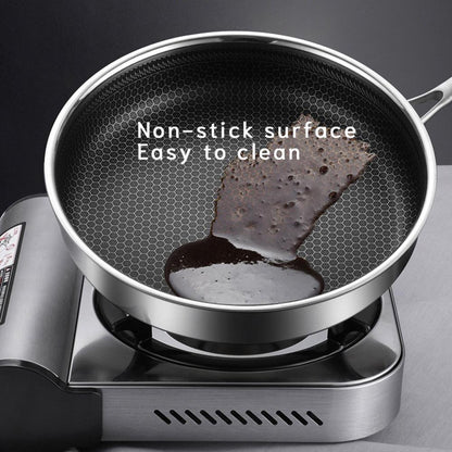 Stainless Steel Frying Pan Non-Stick Cooking Frypan Cookware 28cm Honeycomb Double Sided