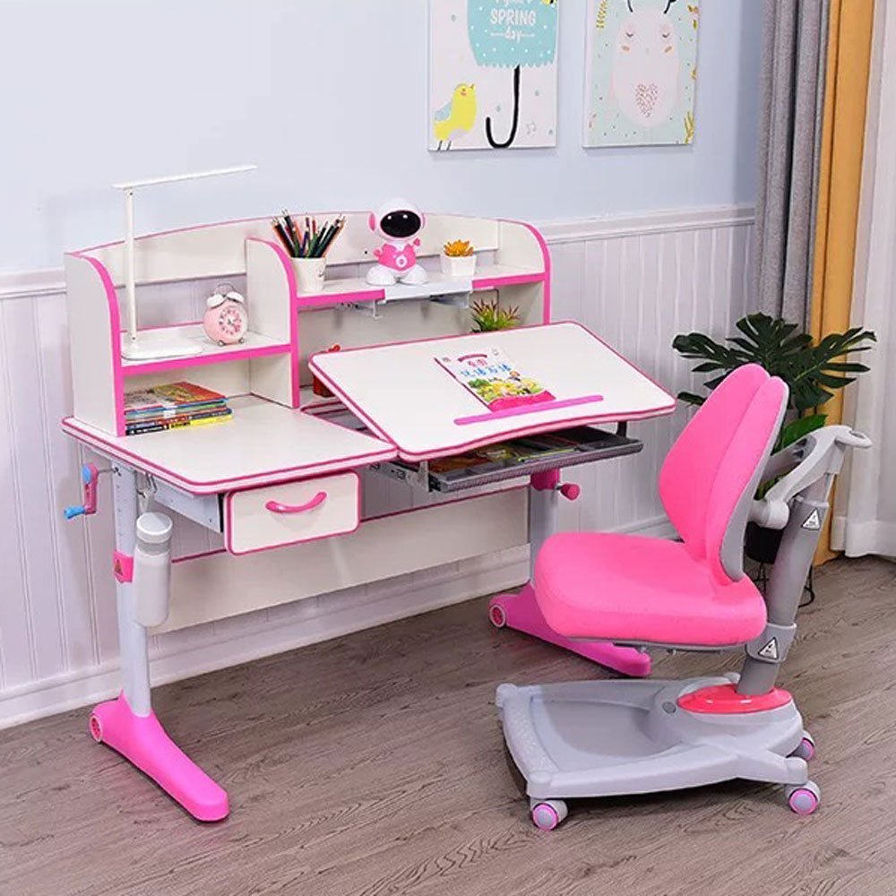 Height Adjustable Children Kids Ergonomic Study Desk Chair Set 120cm Pink AU