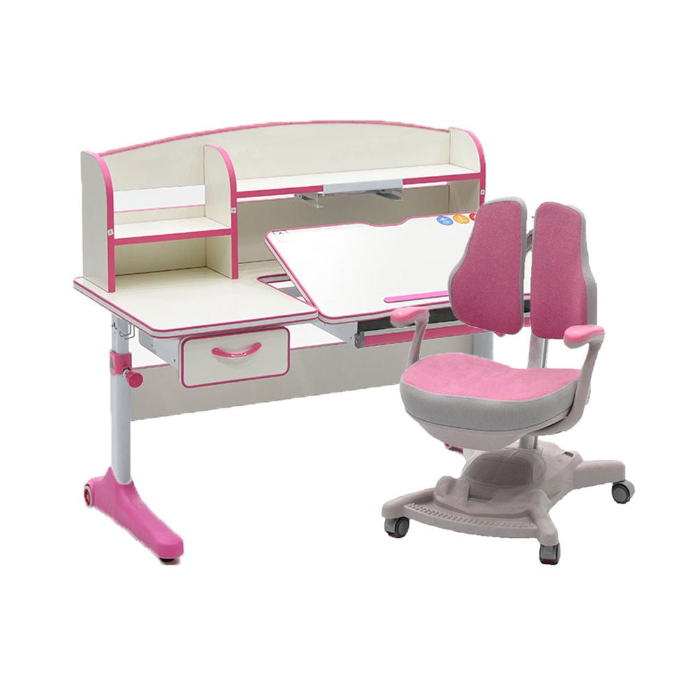 Height Adjustable Children Kids Ergonomic Study Desk Chair Set 120cm Pink AU