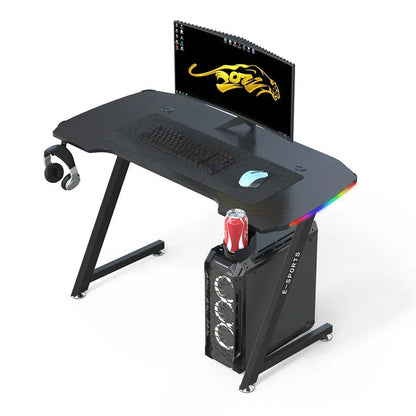 120cm New Arrive Computer Table Z Shaped Gaming Desk With RGB Led Lights Gaming Tables