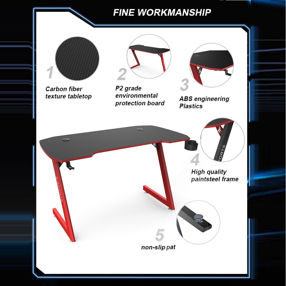 140cm New Arrive Computer Table Z Shaped Gaming Desk With RGB Led Lights Gaming Tables