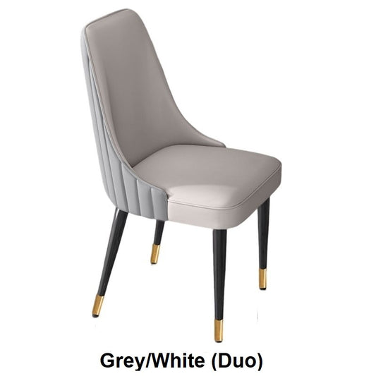 Grey White Color French Provincial Dining Chairs PU Retro Chair Cafe Kitchen Modern Metal Legs x4