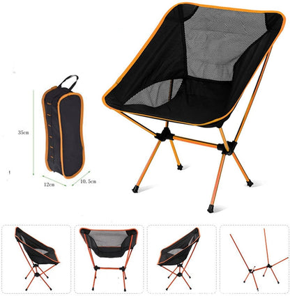 Ultralight Aluminum Alloy Folding Camping Camp Chair Outdoor Hiking Patio Backpacking Orange