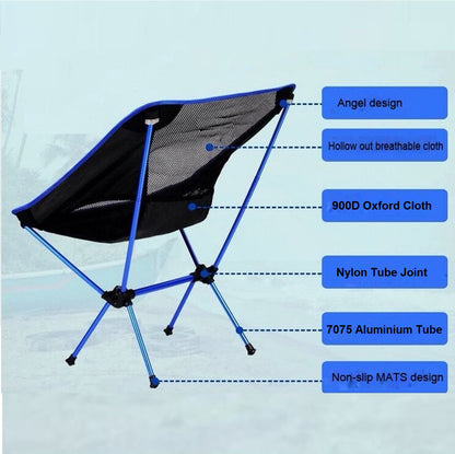 Ultralight Aluminum Alloy Folding Camping Camp Chair Outdoor Hiking Patio Backpacking Red