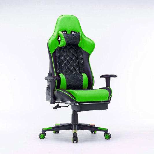 Gaming Chair Ergonomic Racing chair 165° Reclining Gaming Seat 3D Armrest Footrest Green Black