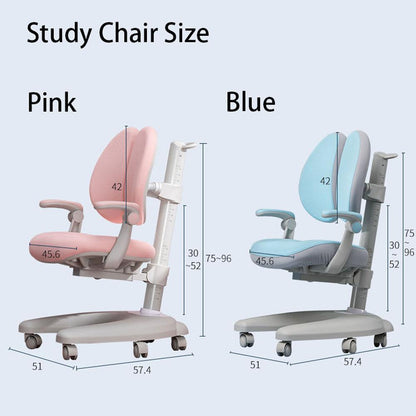 Solid Rubber Wood Height Adjustable Children Kids Ergonomic Study Chair Pink Only AU