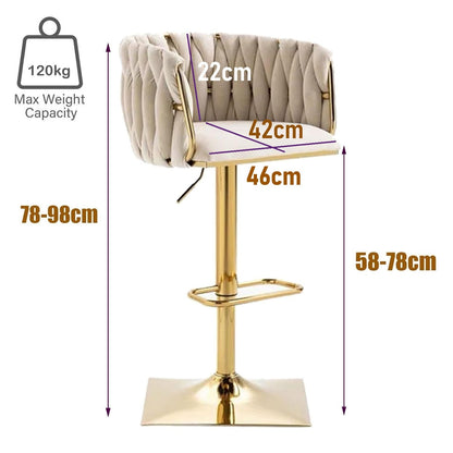 SERENITà Modern Velvet Breakfast Bar Stools Swivel Barstools Adjustable Counter Stools with Backrest Set of 2 iVORY