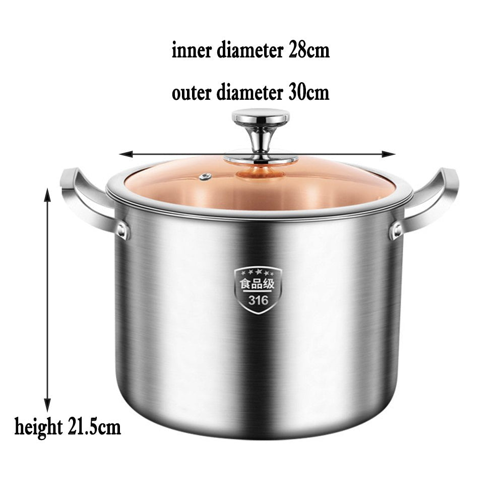 316 Stainless Steel 2.5mm Thick Soup Pot 28cm Inner Diameter Healthy Cooking