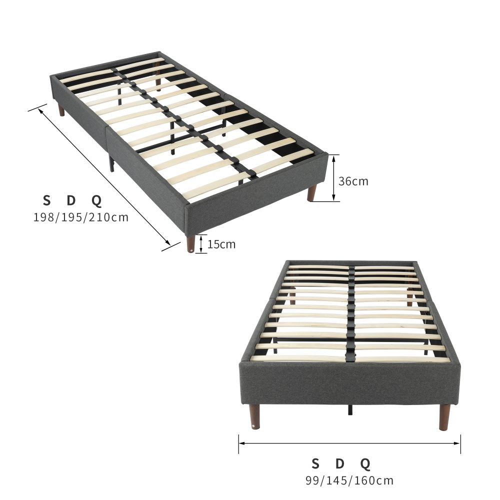 Bed Frame Mattress Foundation (Dark Grey) – Double