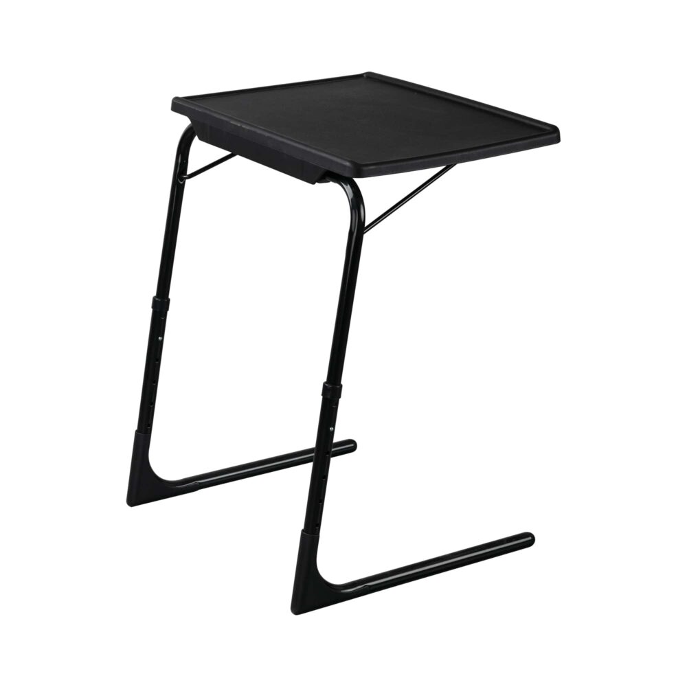 Foldable Table Adjustable Tray Laptop Desk with Removable Cup Holder-Black