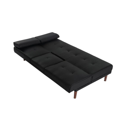 3 Seater Adjustable Sofa Bed With Cup Holder Black