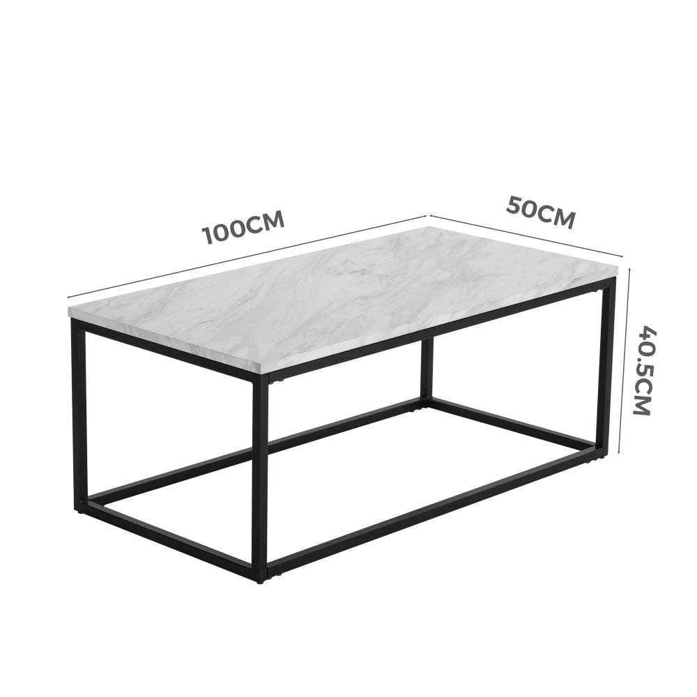 Industrial Style Marble Effect Rectangular Coffee Table