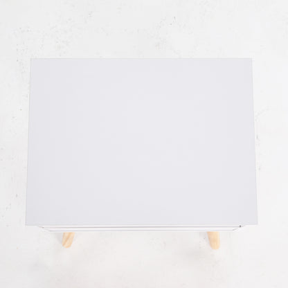 Bedside Table 2 Drawer Wood Leg Storage Cabinet Nightstand SUZY WHITE