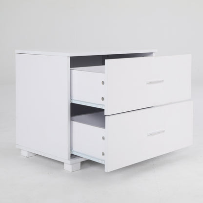 Bedside Table Side Storage Cabinet Nightstand Bedroom 2 Drawer Legs ETTA WHITE