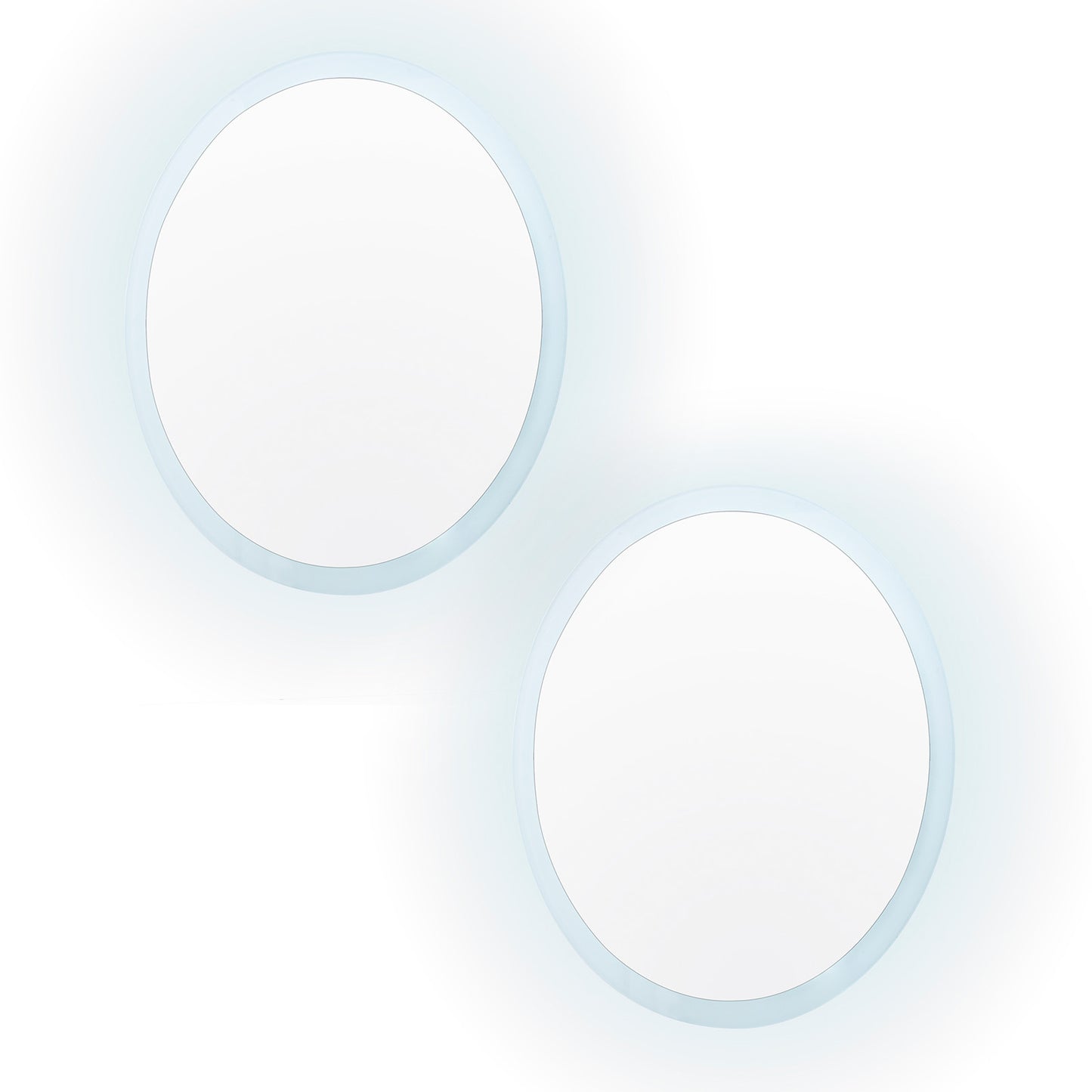 2 Set LED Wall Mirror Round Anti-Fog Bathroom 60cm