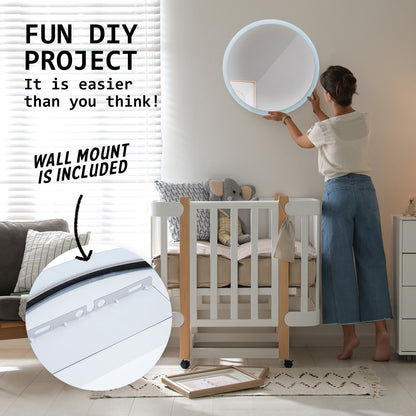 2 Set LED Wall Mirror Round Anti-Fog Bathroom 60cm