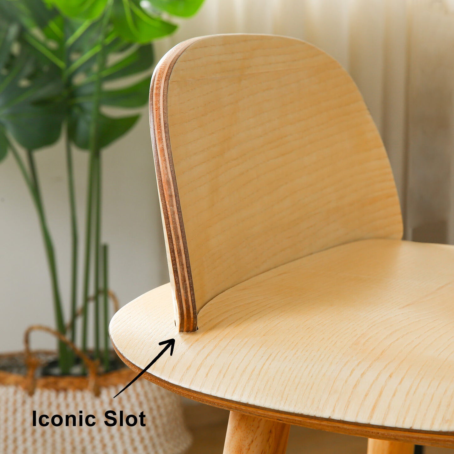 Wooden Bar Stool Dining Chair Ash Wood ELISE 65cm