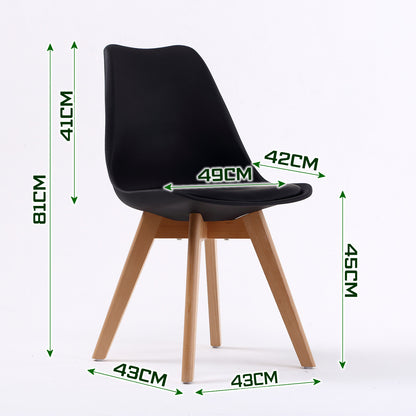 4X Retro Dining Cafe Chair Padded Seat BLACK