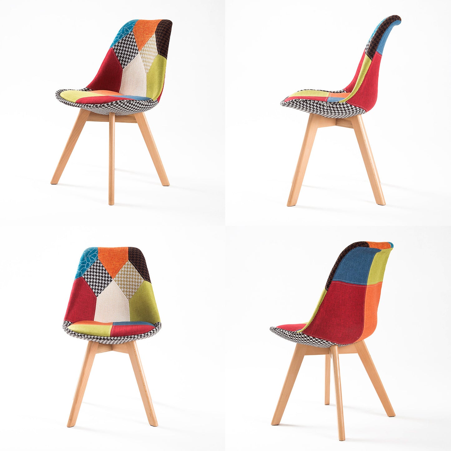 4X Retro Dining Cafe Chair Padded Seat MULTI COLOUR