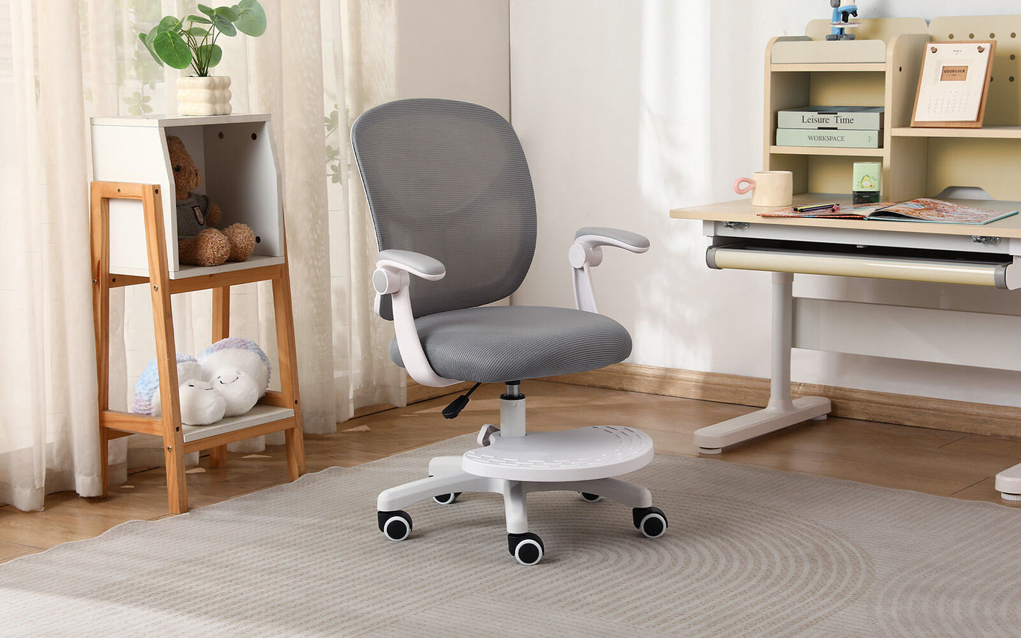 Kids Desk Chair - Children Office Study Seat with Footrest NOVA - Grey