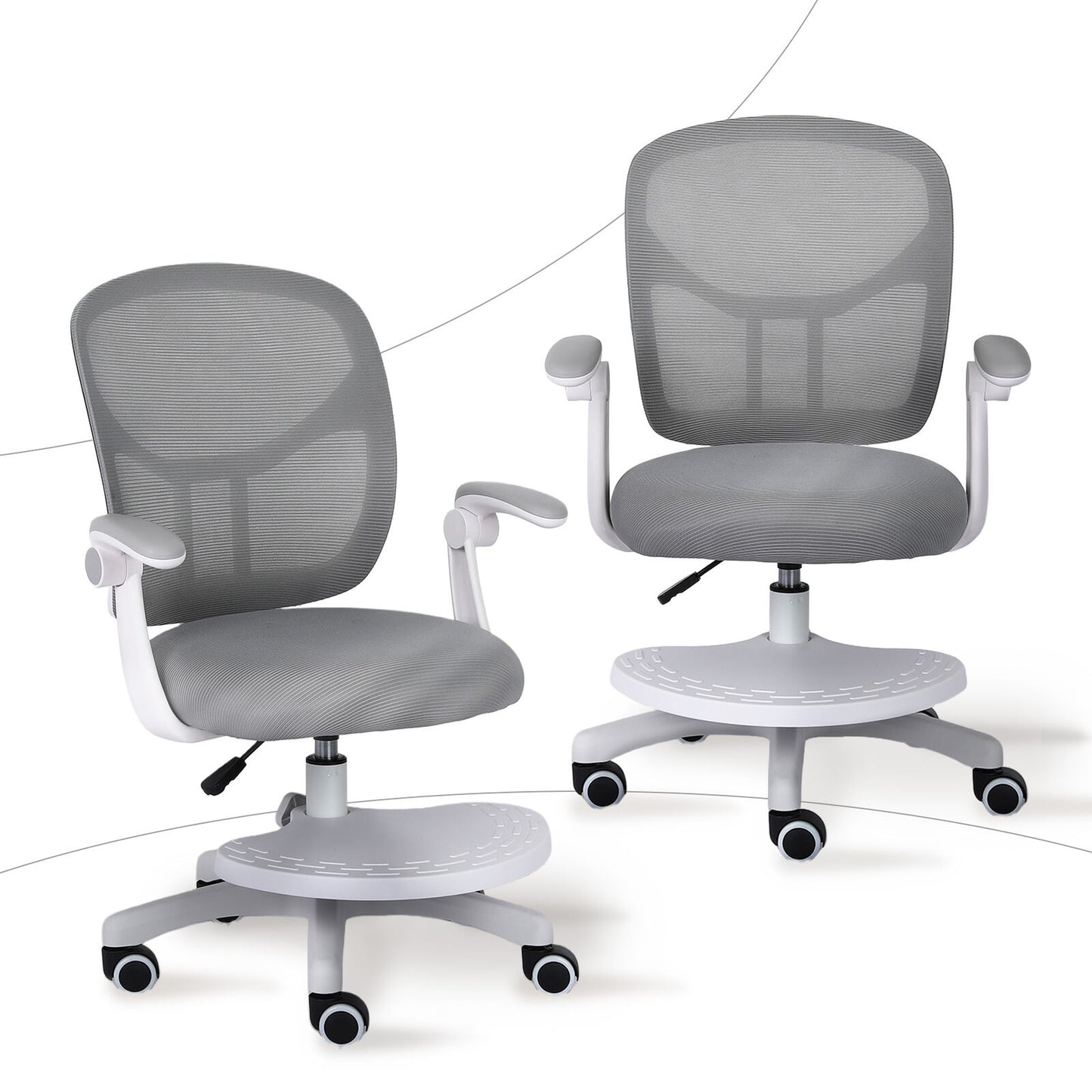 Kids Desk Chair - Children Office Study Seat with Footrest NOVA - Grey