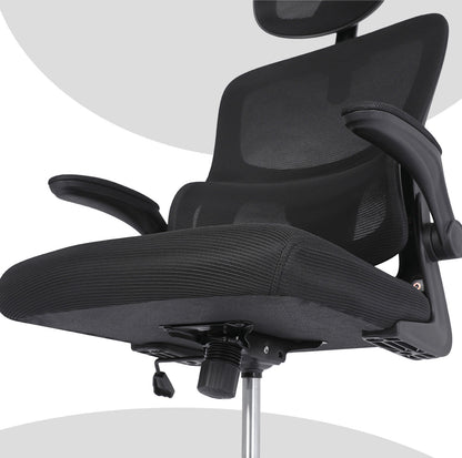 Work Office Chair - Lumber Support, Flip-up Armrest, Adjustable Headrest SITIO - Black