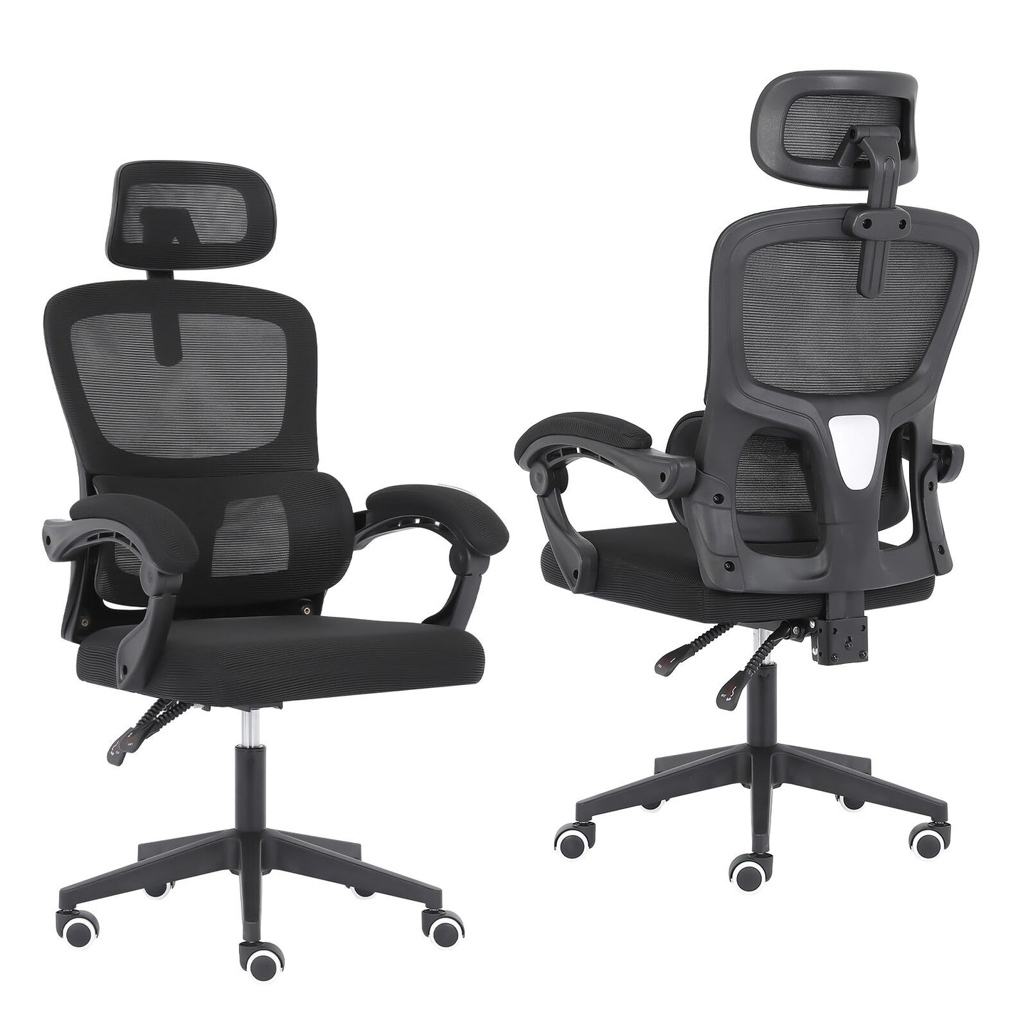 Ergonomic Reclining Office Chair - Lumbar Support, Adjustable Headrest VELTRA - BLACK