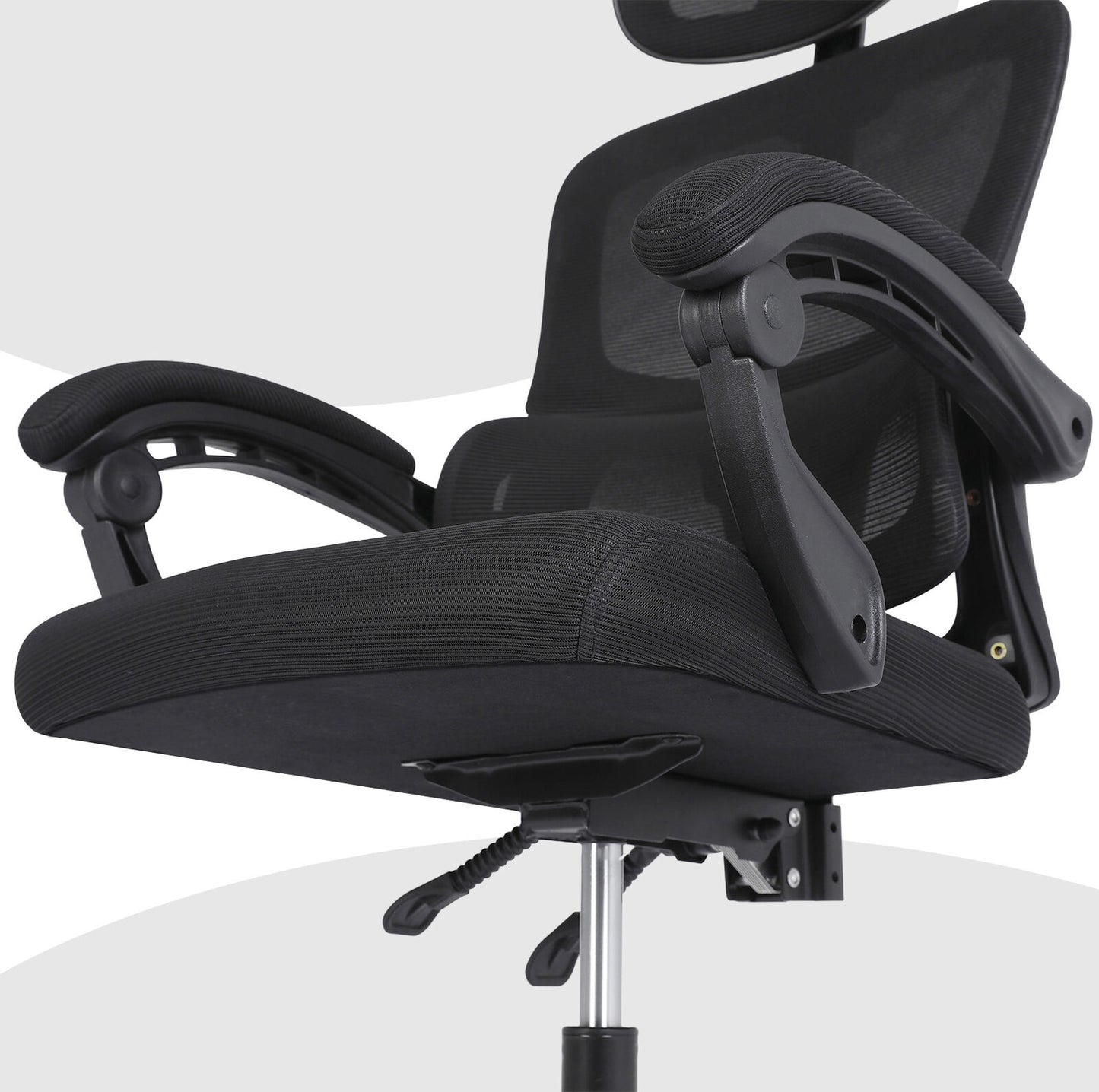 Ergonomic Reclining Office Chair - Lumbar Support, Adjustable Headrest VELTRA - BLACK