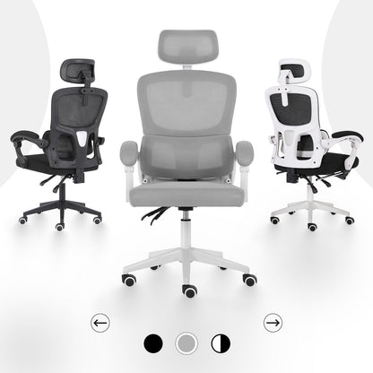 Ergonomic Reclining Office Chair - Lumbar Support, Adjustable Headrest VELTRA - GREY