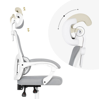 Ergonomic Reclining Office Chair - Lumbar Support, Adjustable Headrest VELTRA - GREY