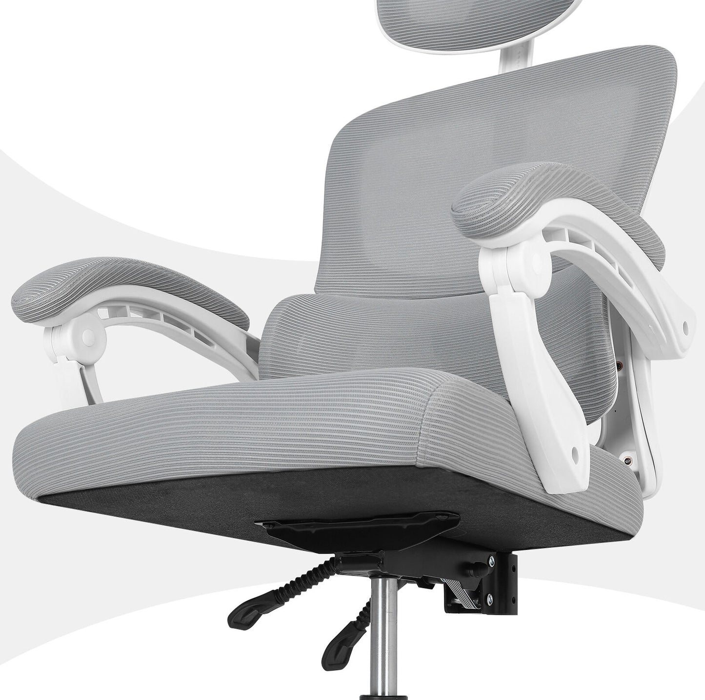 Ergonomic Reclining Office Chair - Lumbar Support, Adjustable Headrest VELTRA - GREY