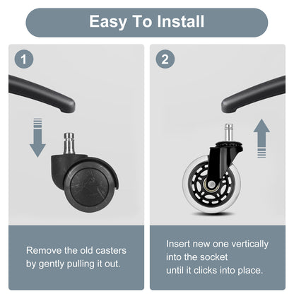 5X 3'' Rollerblade Style Wheels Office Chair Casters - Slient Smooth, 11x22mm Stem