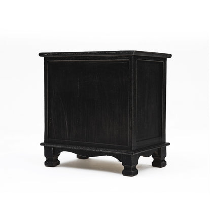 Bedside Table 2 Drawer Vintage Side Table Storage Cabinet Bedroom LYDIA BLACK