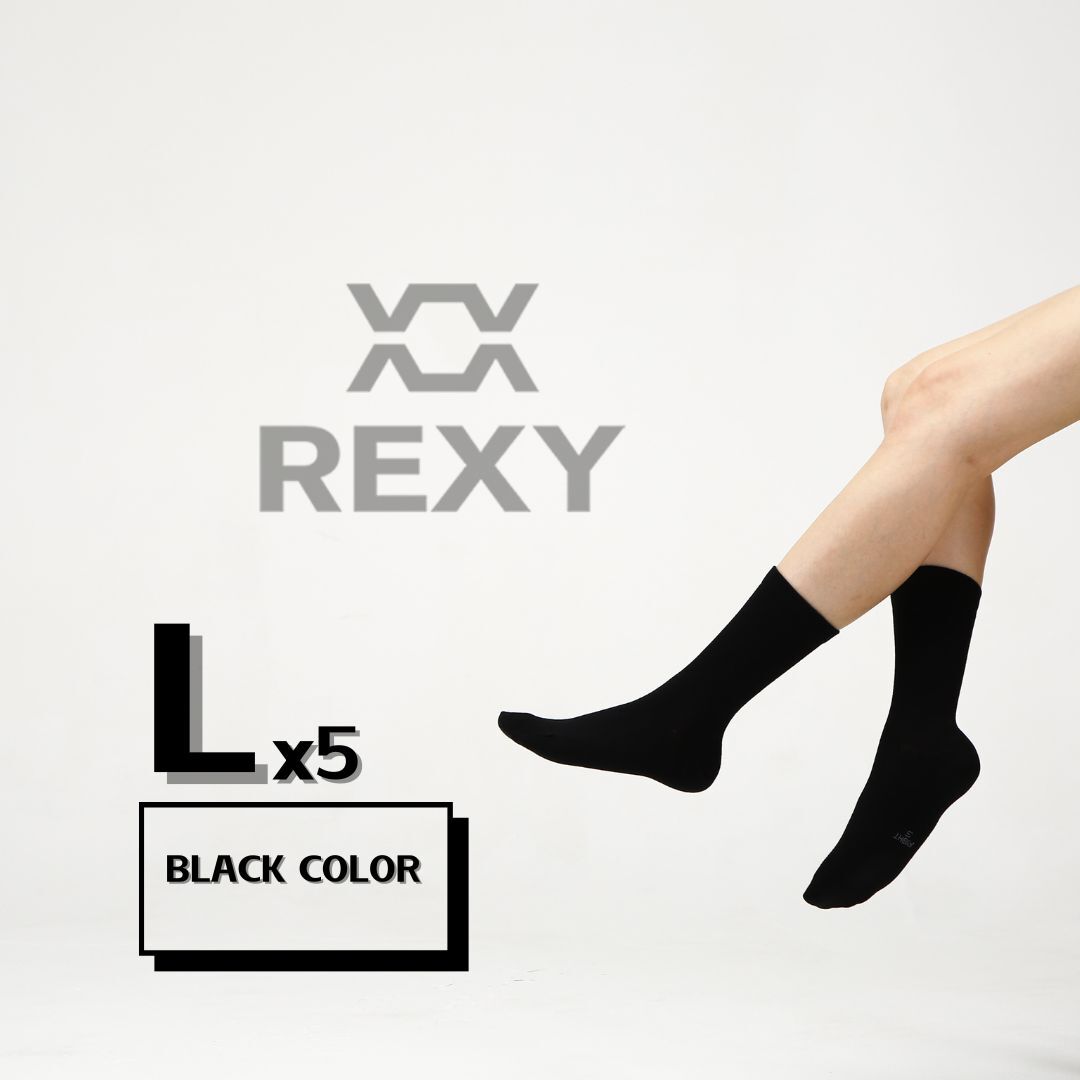 5X Rexy 3D Seamless Crew Socks Large Slim Breathable BLACK