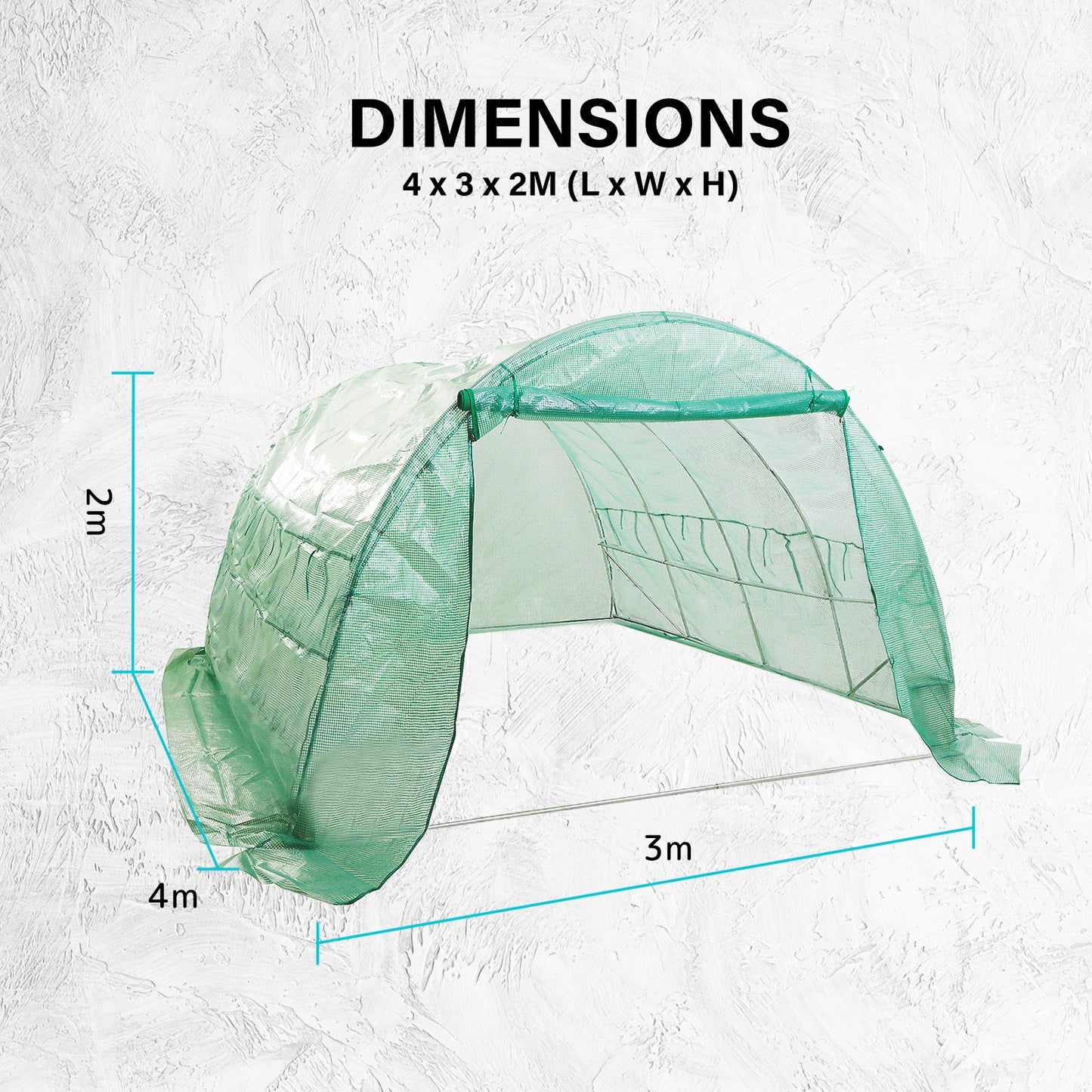 Greenhouse Walk-In Shed 4x3x2M PE Dome Hoop Tunnel Polytunnel