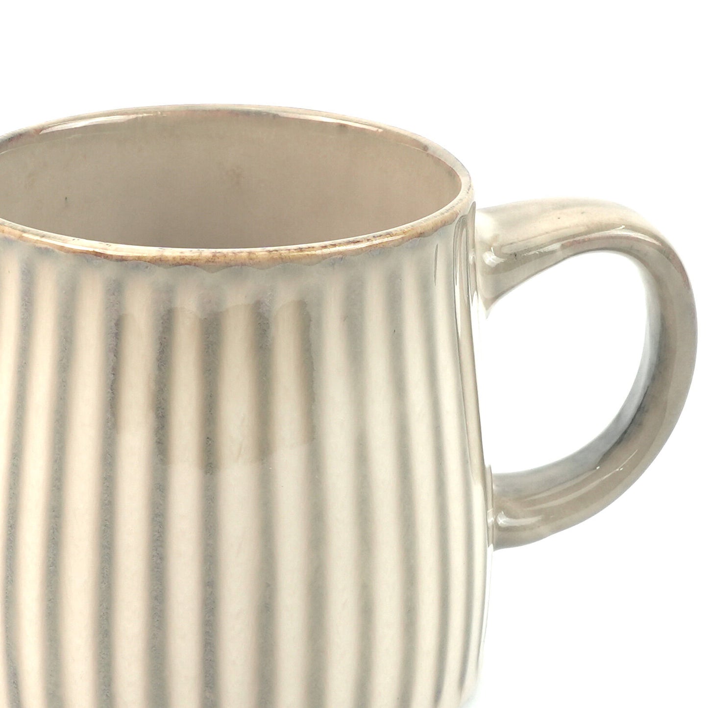 High-Fired Ceramic Stoneware Ribbed Stripe Mug 460ml Matt EARTHY BROWN