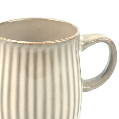 High-Fired Ceramic Stoneware Ribbed Stripe Mug 460ml Matt EARTHY BROWN