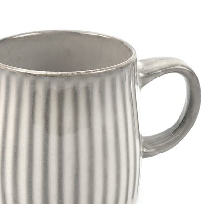 High-Fired Ceramic Stoneware Ribbed Stripe Mug 460ml Matt EARTHY GREY