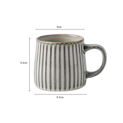 High-Fired Ceramic Stoneware Ribbed Stripe Mug 460ml Matt EARTHY GREY