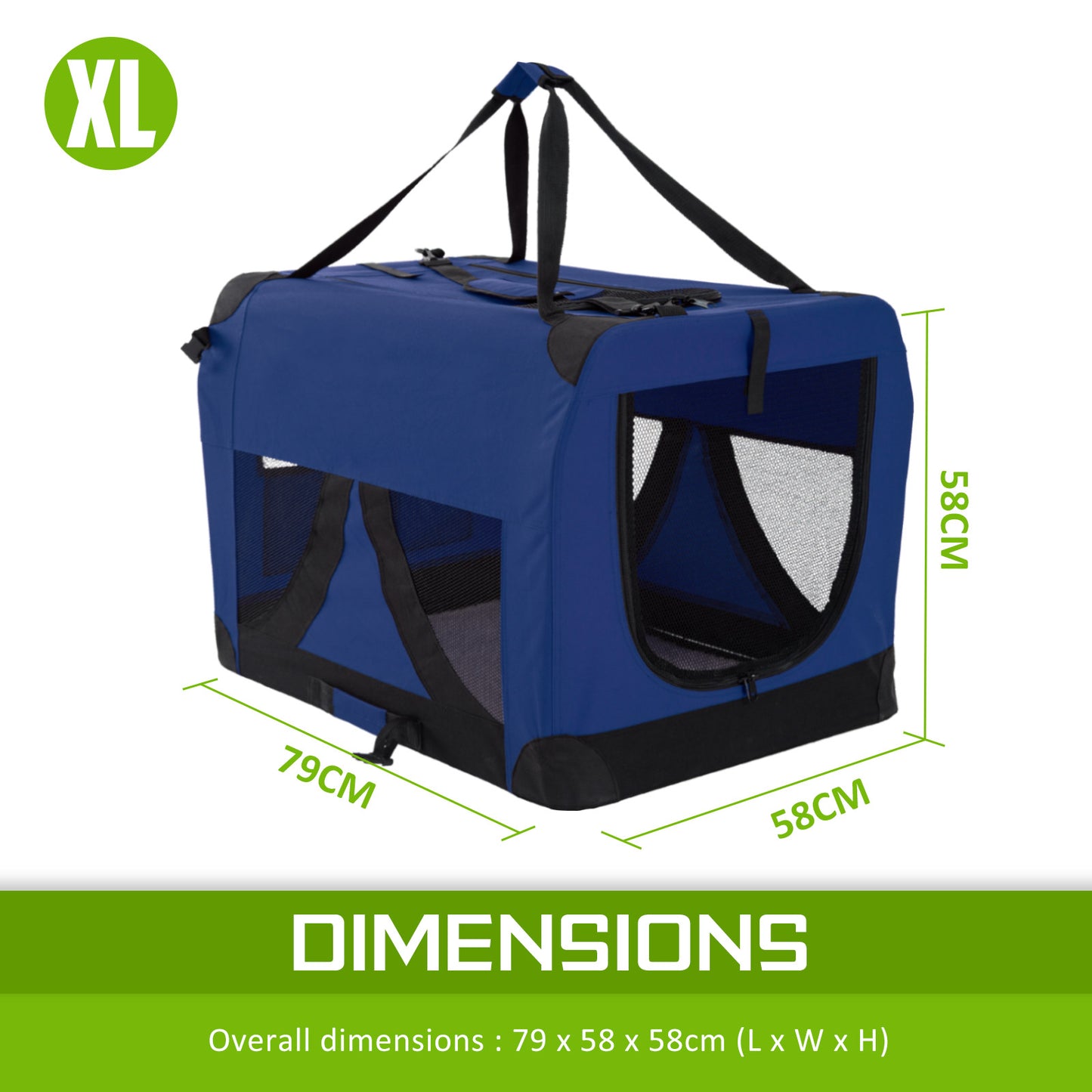 Portable Soft Dog Cage Crate Carrier XL BLUE