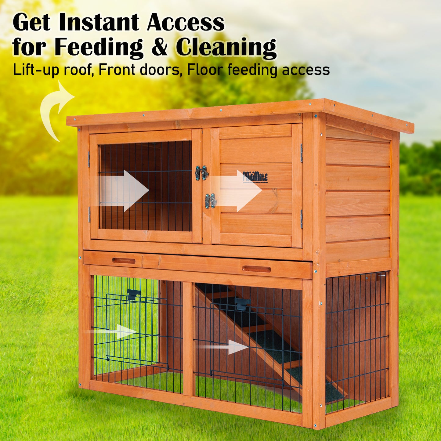 Rabbit Hutch Chicken Coop 92 x 45 x 82cm 2 Storey Cage Run Aria