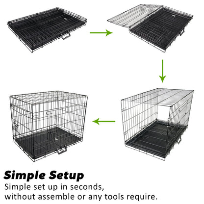 Wire Dog Cage Crate 24in with Tray + Cushion Mat + PINK Cover Combo