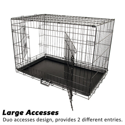 Wire Dog Cage Crate 48in with Tray + Cushion Mat + PINK Cover Combo