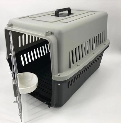 YES4PETS Large Dog Cat Crate Pet Carrier Rabbit Airline Cage With Tray, Bowl & Wheel Black