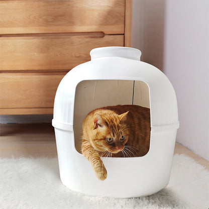 YES4PETS Multifunctional Cat Litter Box Pet Cat House Semi-Enclosed White