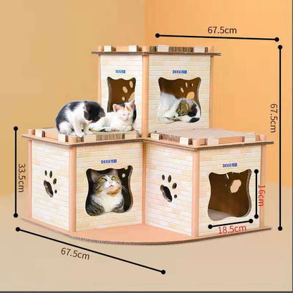 YES4PETS Cat Cardboard House Tower Condo Scratcher Pet Post Pad Mat Furniture