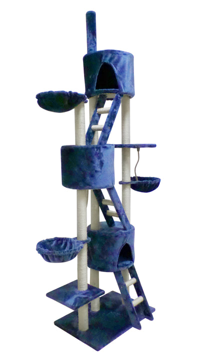 YES4PETS 244 cm XL Multi Level Cat Scratching Post Tree Scratcher Pole- Blue