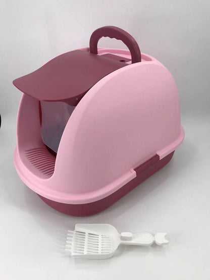 YES4PETS XL Portable Hooded Cat Toilet Litter Box Tray House with Charcoal Filter and Scoop Pink