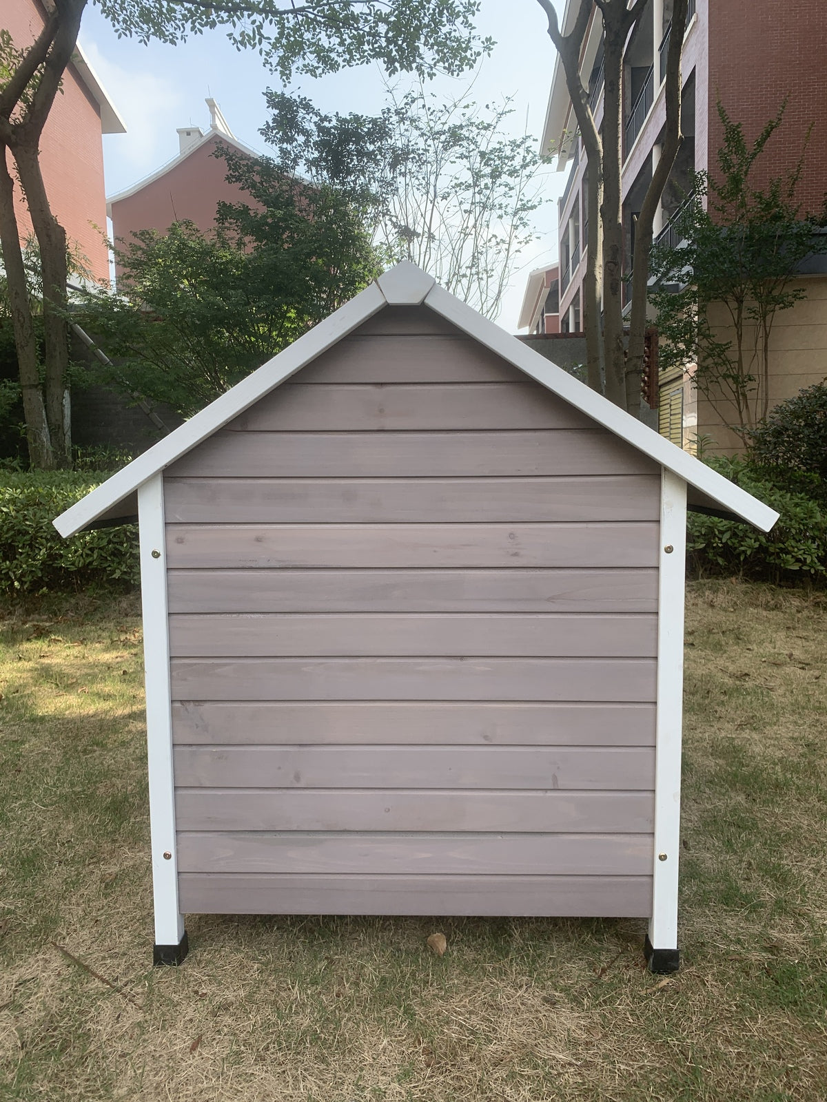 YES4PETS XL Timber Pet Dog Kennel House Puppy Wooden Timber Cabin With Door Grey